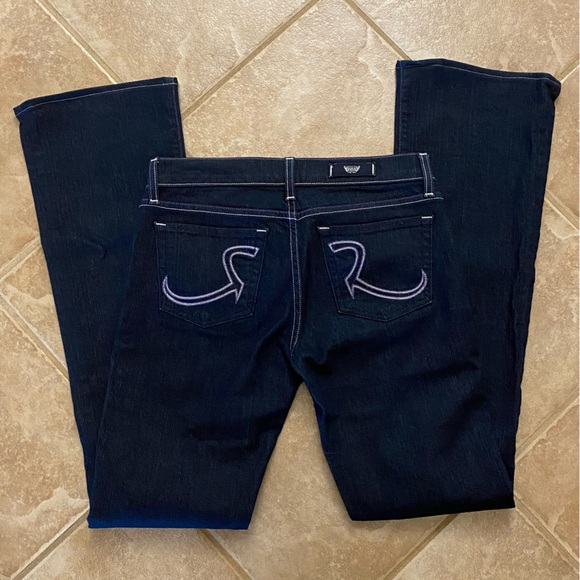 Rock & Republic Women’s Jeans Bootcut Stretch Flare Dark Blue Wash Sz 27 on tag - Picture 3 of 11